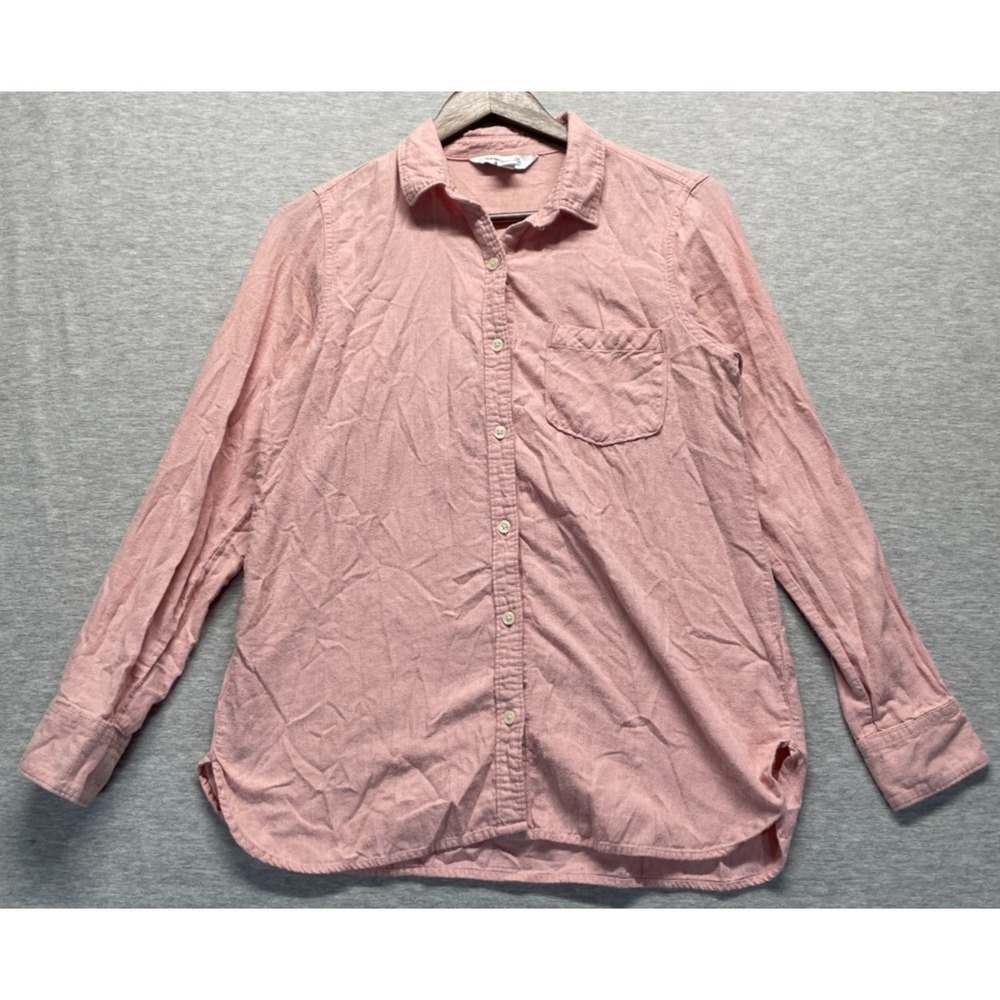 Old Navy The Tunic Shirt Women Medium Pink Cotton Long Sleeve Collared Button Up